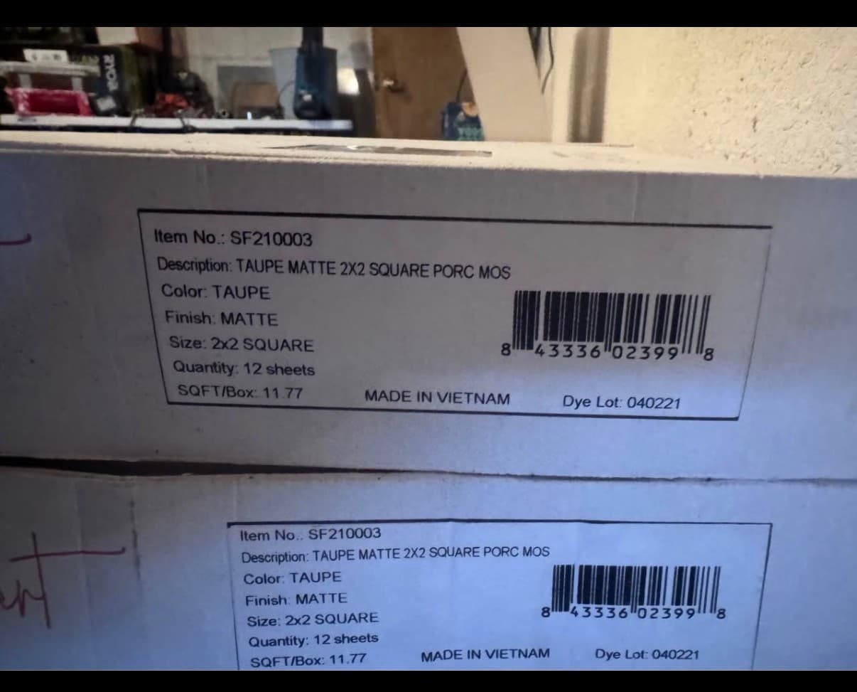 320 sq ft porcelain tile – 12x12 sheets– new in boxes – leftover from renovation – Color: Taupe 4
