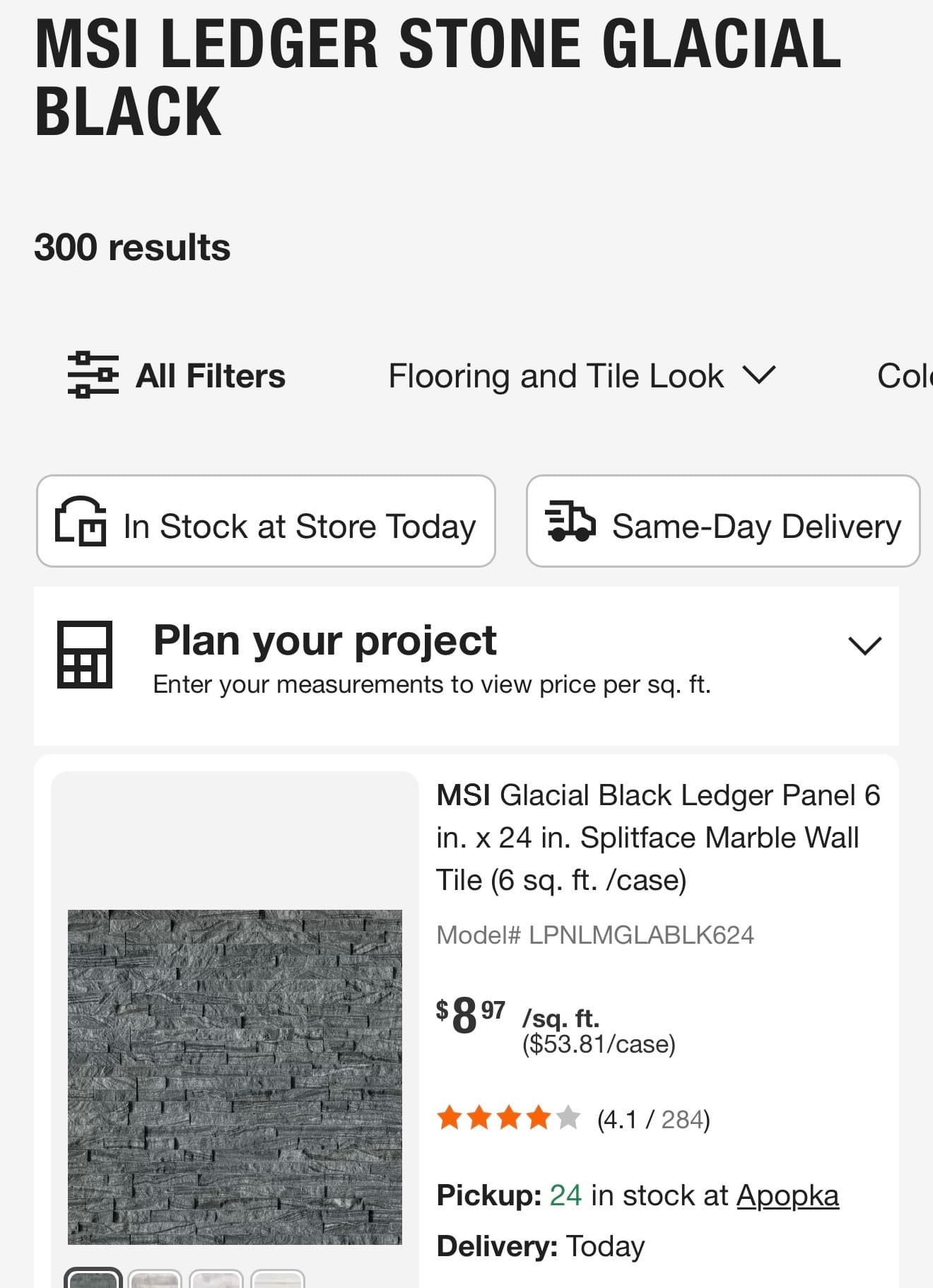 Brand New Unopened- 8 boxes- MSI stacked stone tile Glacial Black 6 sqft per box 6
