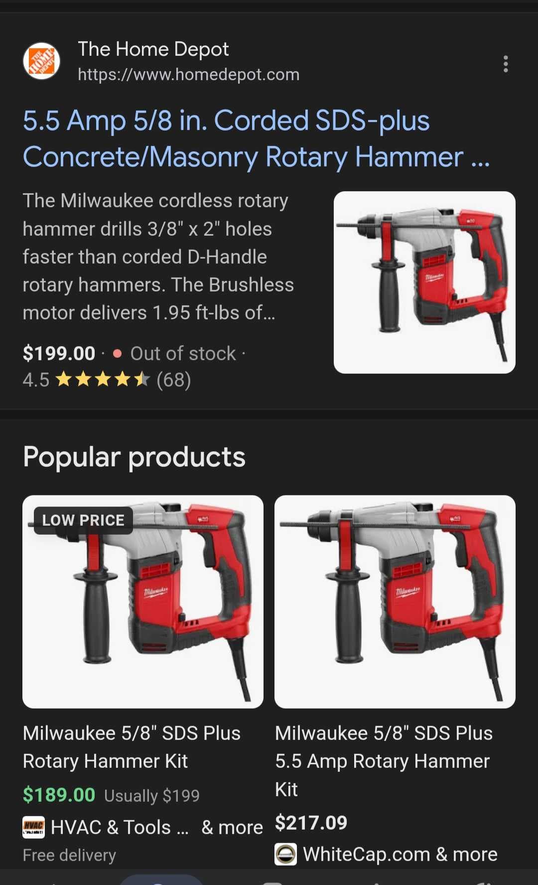 Milwaukee 5.5 Amp 5/8 in. Corded SDS-plus Concrete/Masonry Rotary Hammer Drill Kit with Case 2