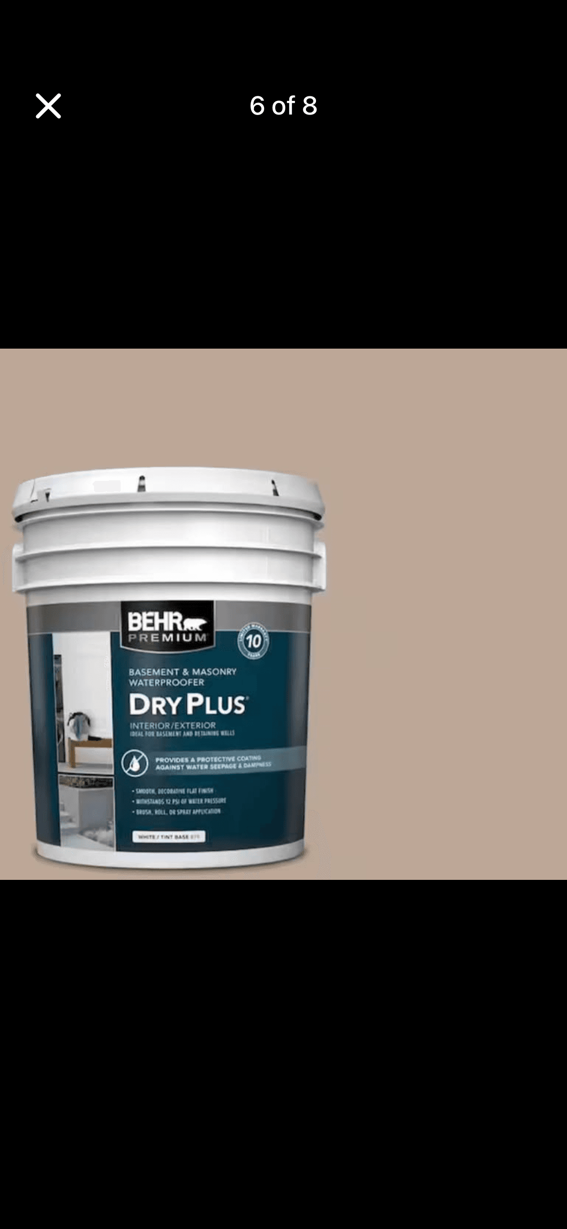 BEHR PREMIUM 5 gal. #DMW-05 Canyon Echo Flat Interior/Exterior Dry Plus Basement Masonry Waterproofer 4