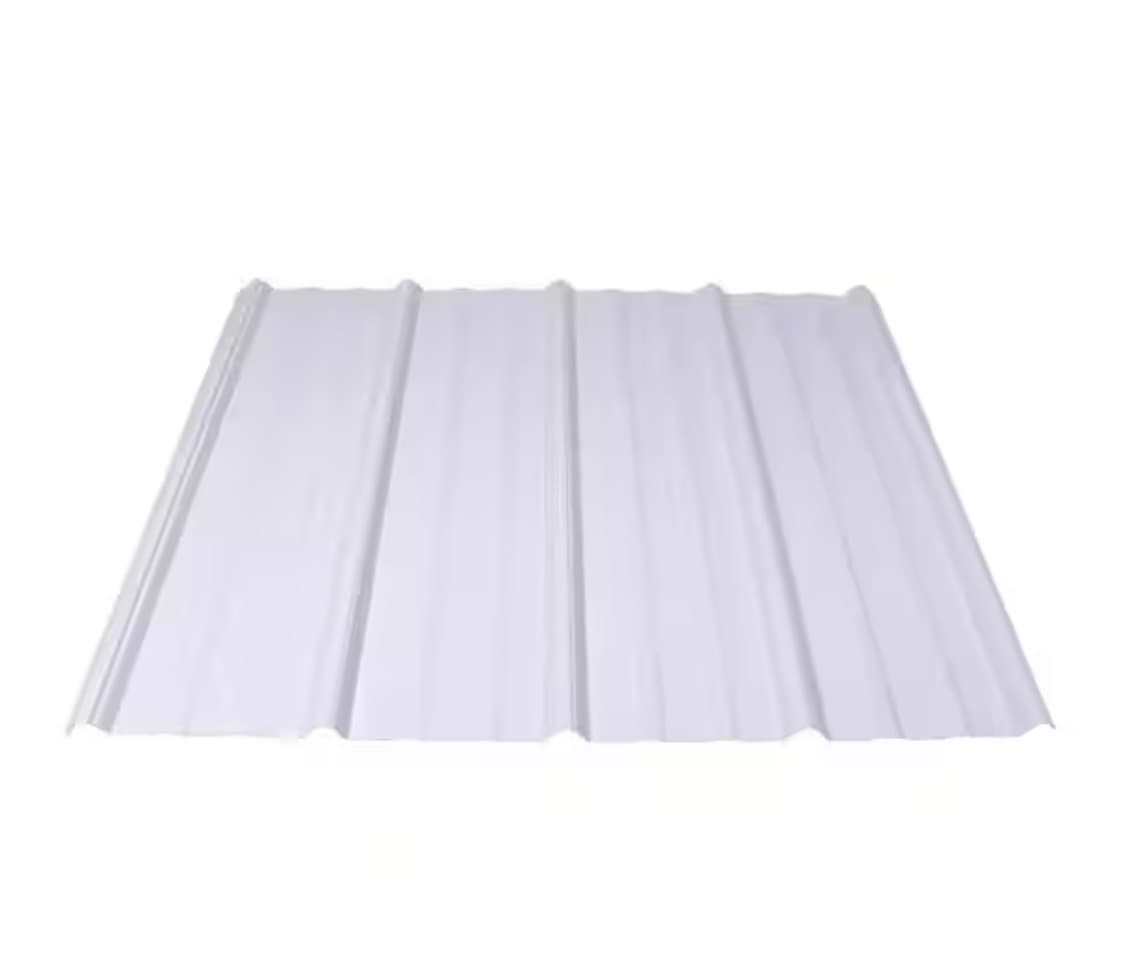 Ribbed 3/4 in. x 3 ft. x 12 ft. 29-Gauge Galvanized Steel Roof/Wall Panel White