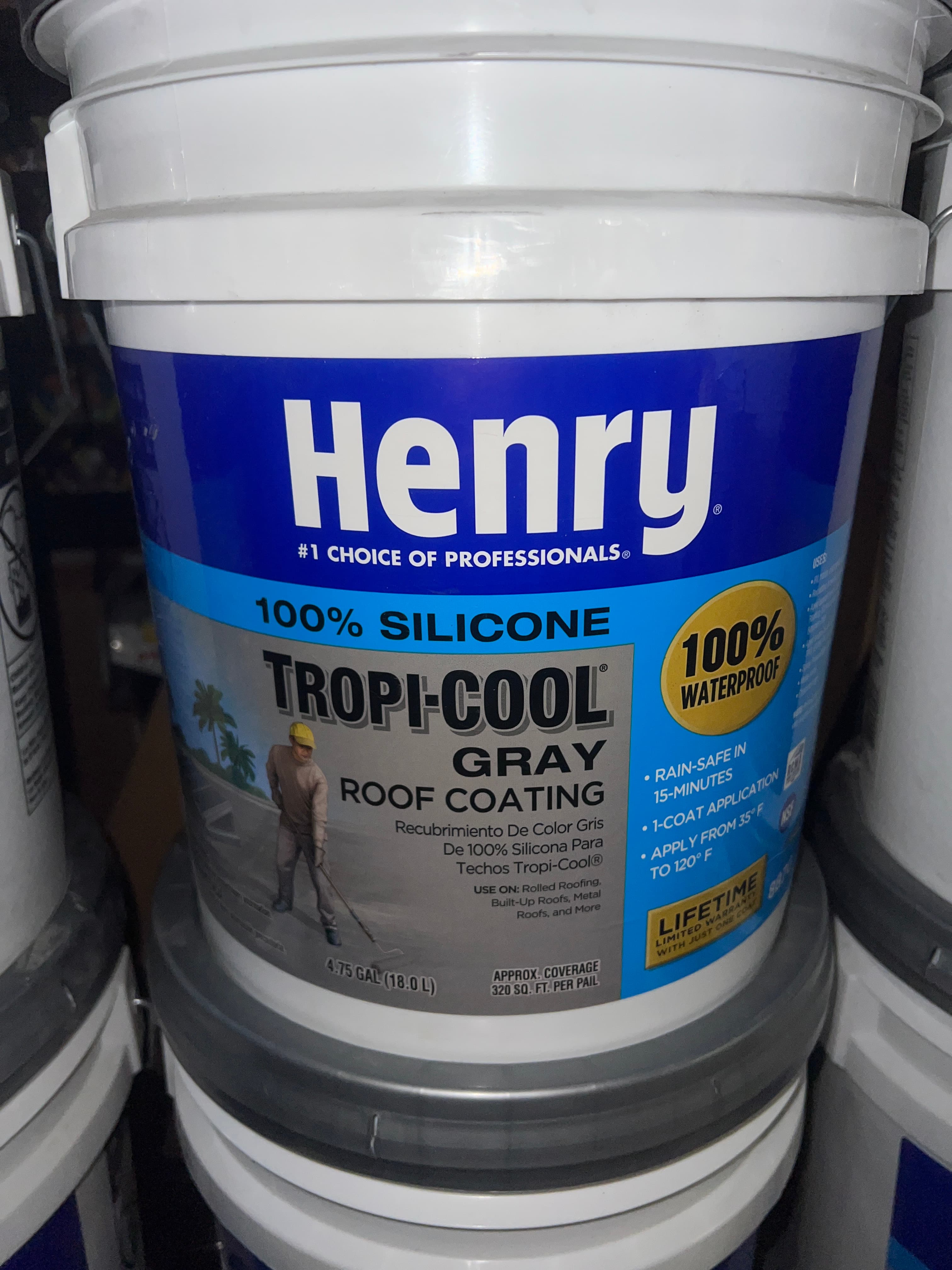 Henry 887G Tropi-Cool Gray Silicone Roof Coating 4.75 Gal – Roof Sealant Waterproof Coating