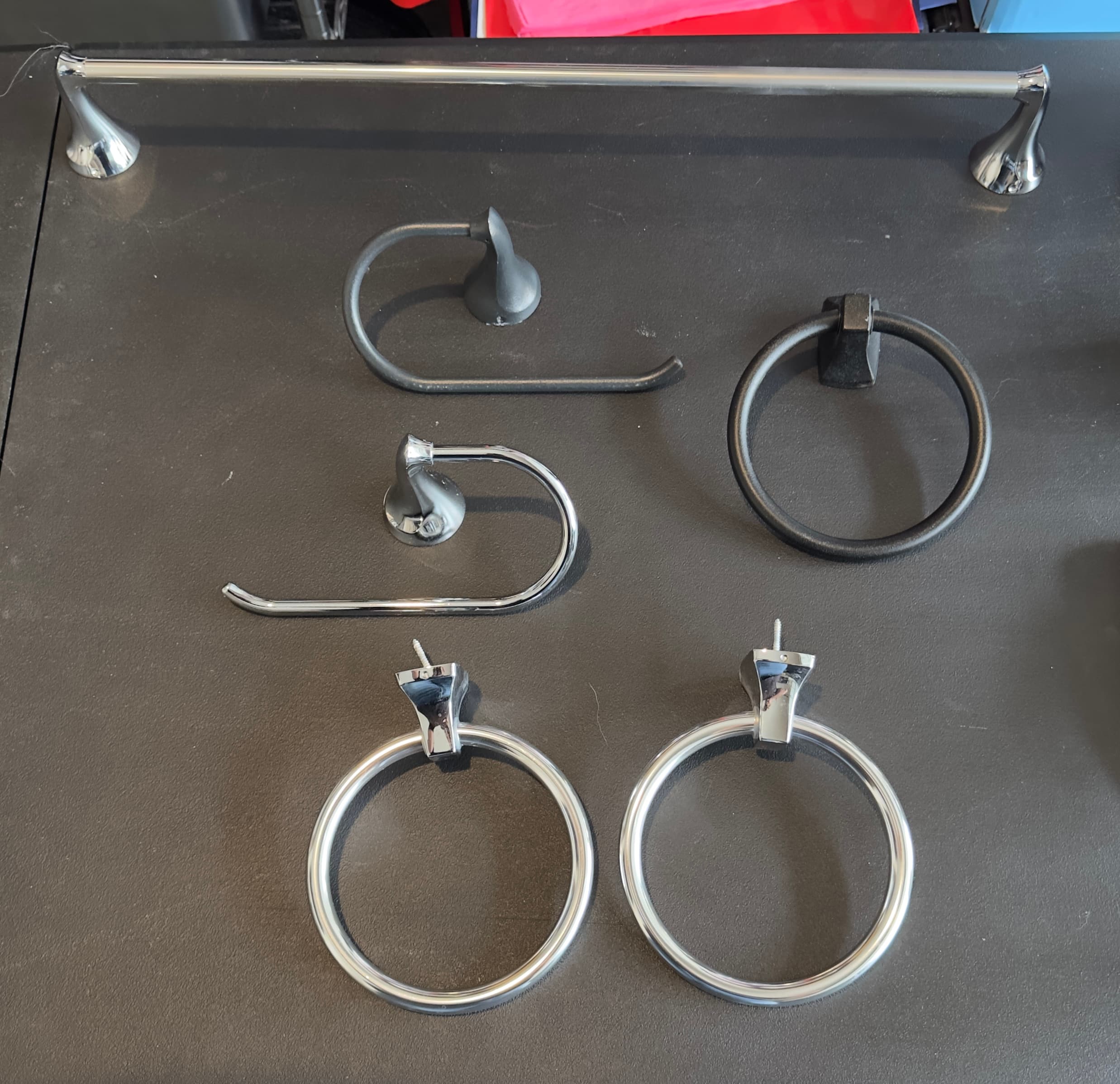 Pedestal sink/3 moen chrome faucets/various towel bars/tp holders etc 4