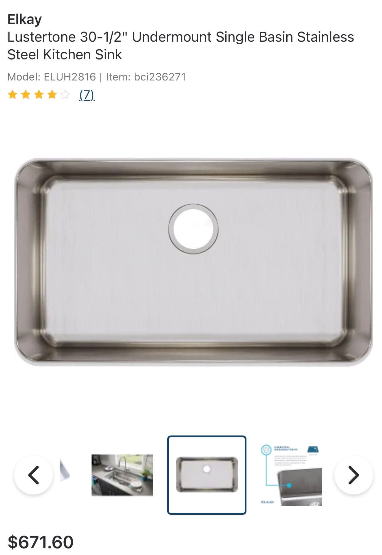 New in box Elkay Stainless steel sink