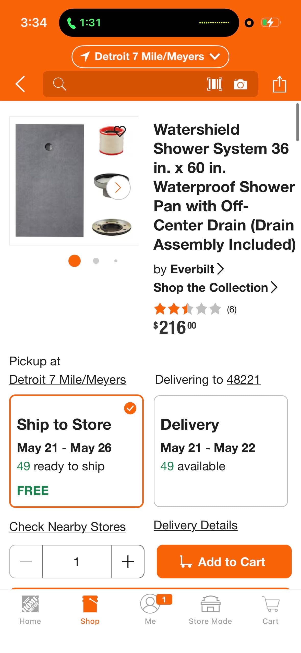 Shower base/pan 36x60 3