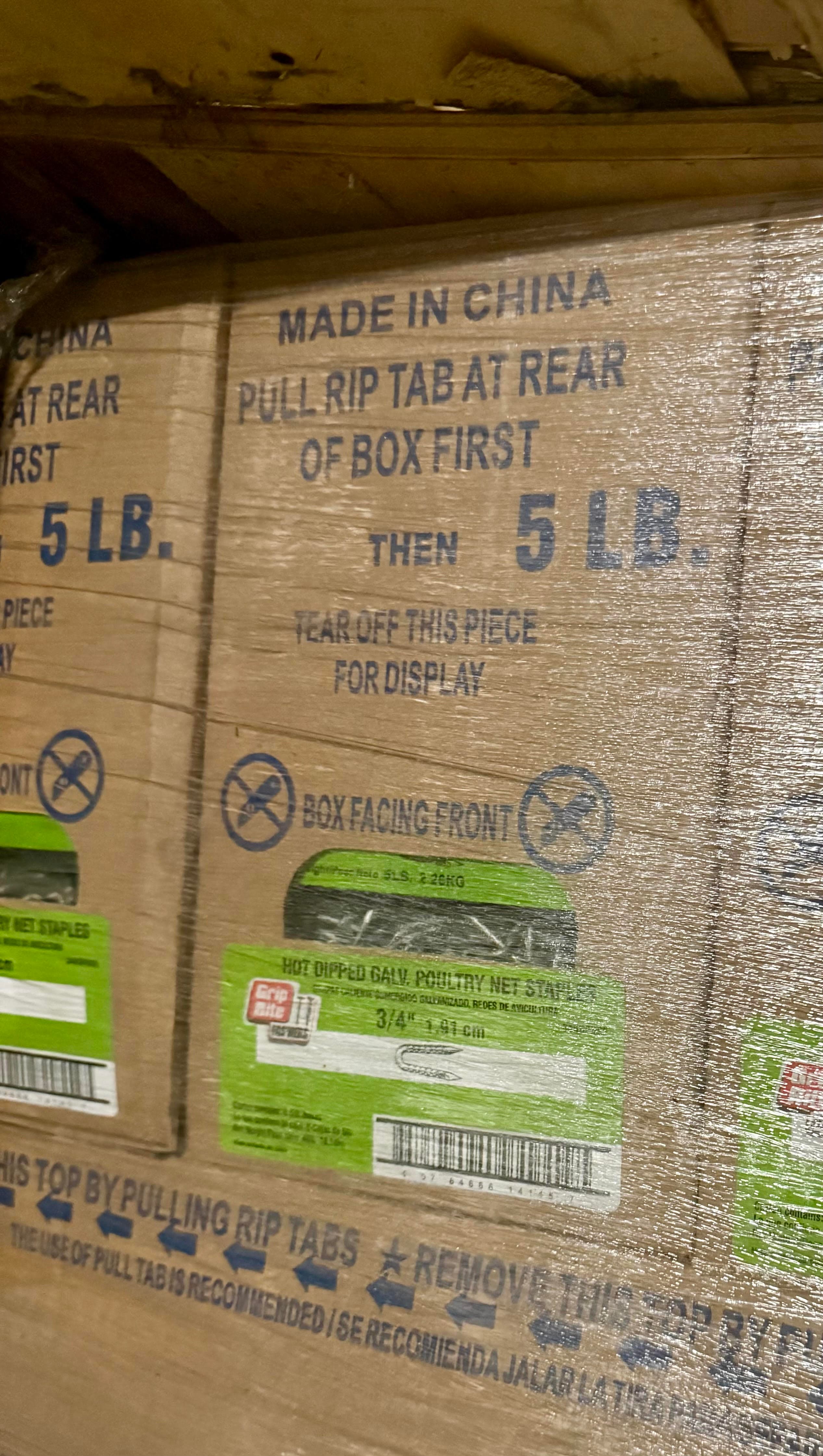 Poultry fence staples, 5 pound boxes, 2 pallets available, $10 per box 2