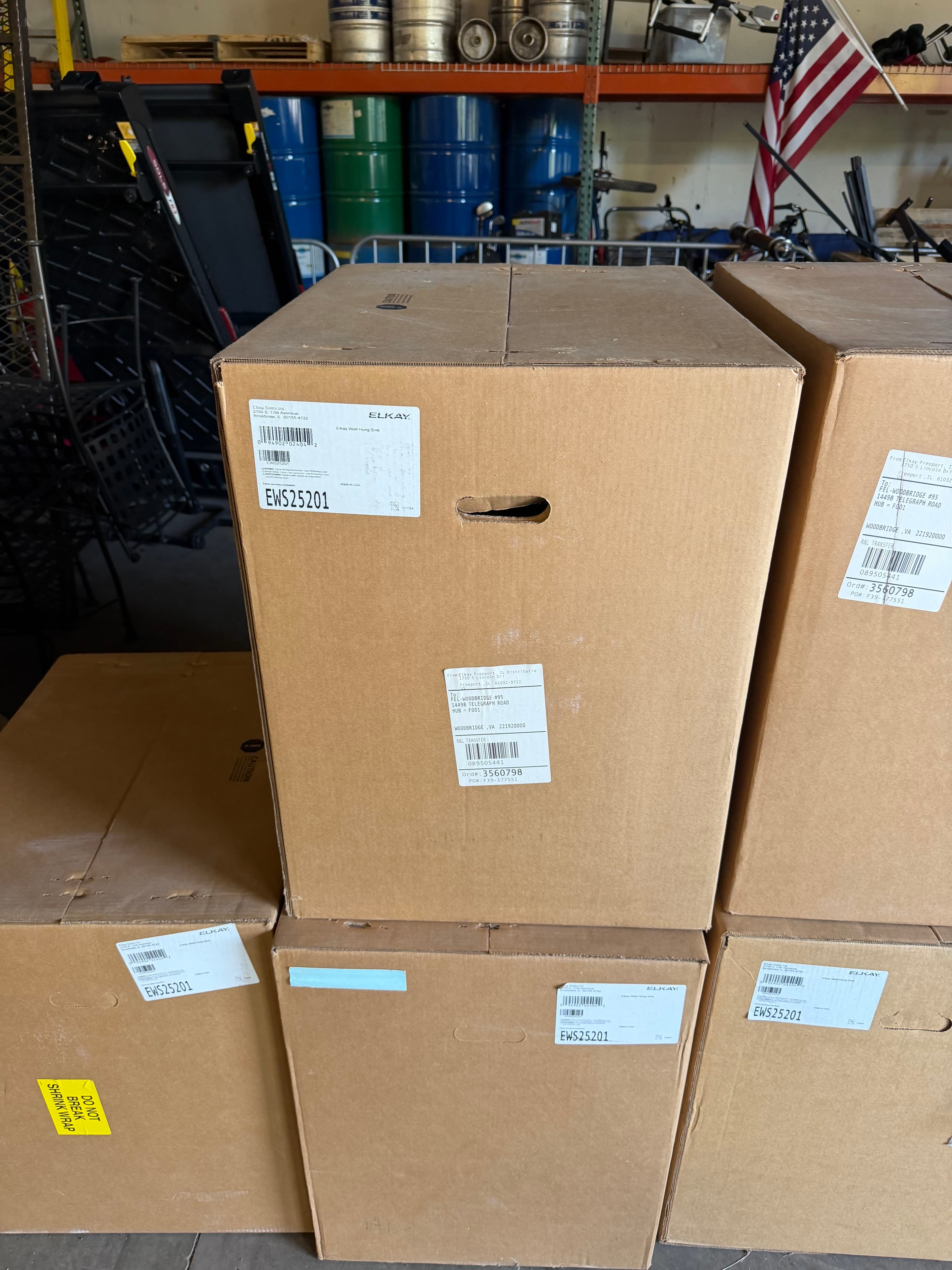 "Surplus Lot: (7) Brand New Elkay EWS25201 Commercial Wall-Mount Stainless Steel Scrub/Hand Wash Sinks. Never installed. Perfect for medical, laboratory, or commercial kitchen builds. Retails for $1,960+ each. Asking $1,200 each or $7,500 for the complete lot of 7. Buyer handles freight or local pickup." 2