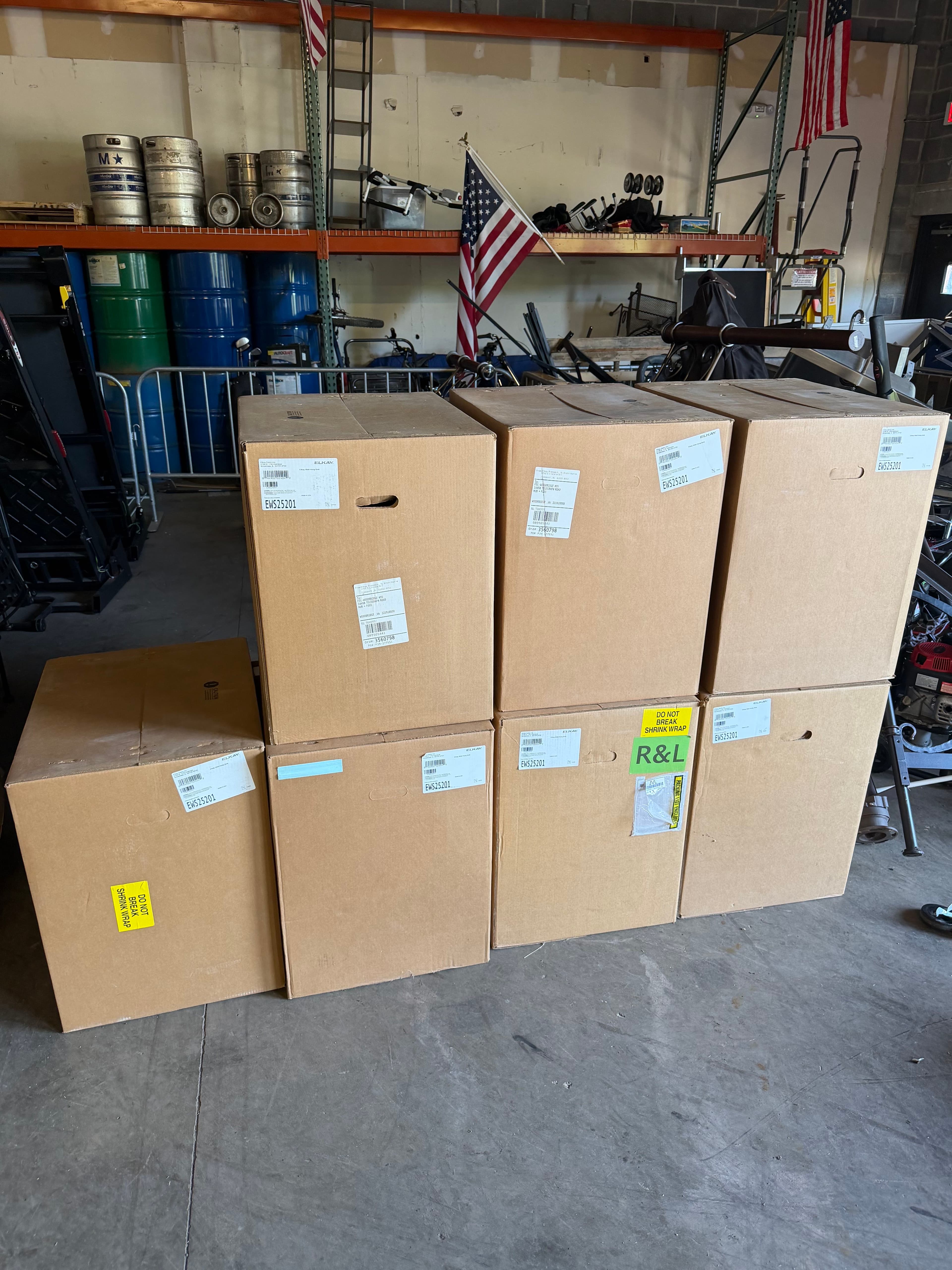"Surplus Lot: (7) Brand New Elkay EWS25201 Commercial Wall-Mount Stainless Steel Scrub/Hand Wash Sinks. Never installed. Perfect for medical, laboratory, or commercial kitchen builds. Retails for $1,960+ each. Asking $1,200 each or $7,500 for the complete lot of 7. Buyer handles freight or local pickup." 3