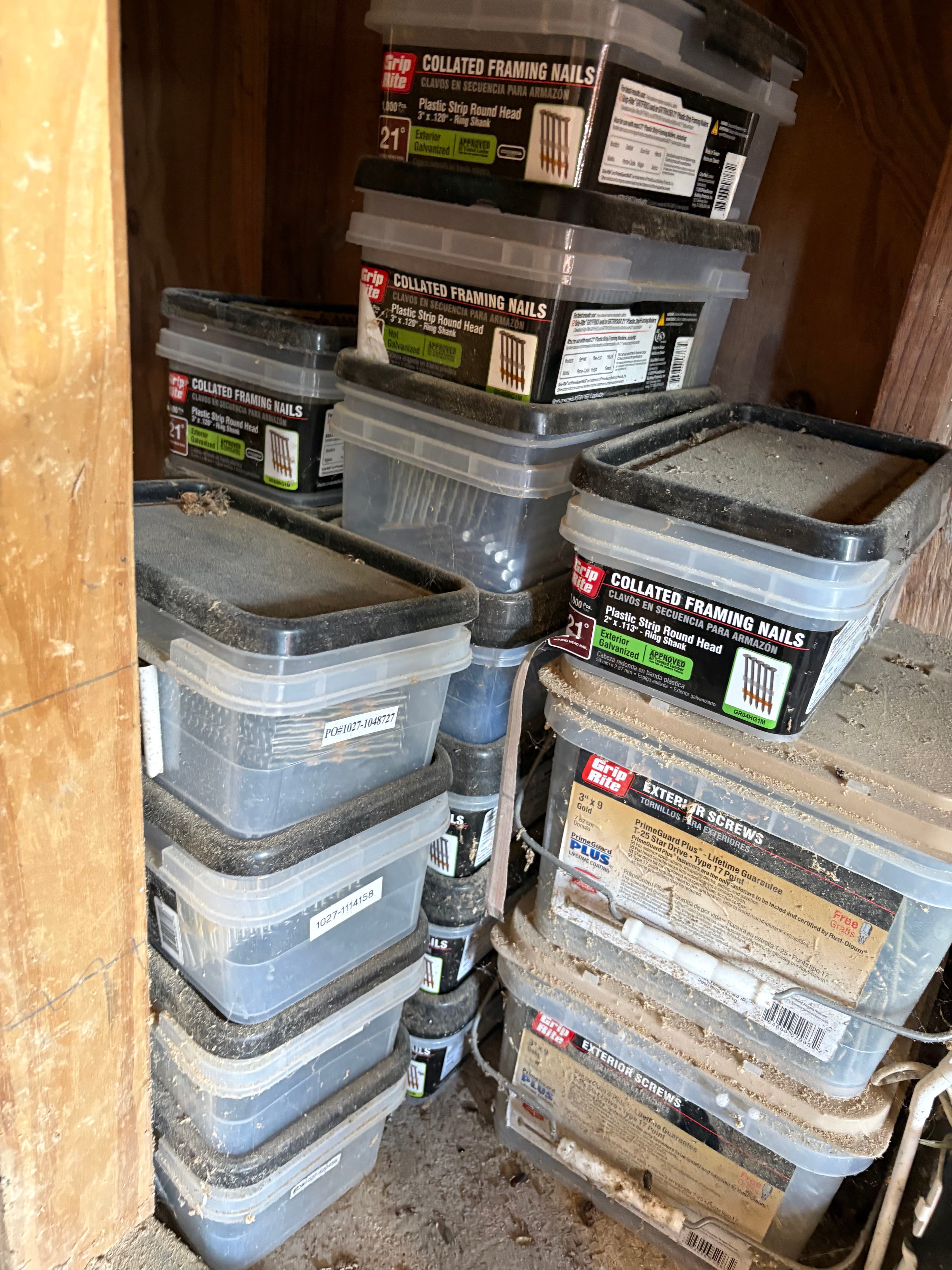 Contractor Garage Clearout - Tools, Fasteners, New Building Materials - Sell as Lot