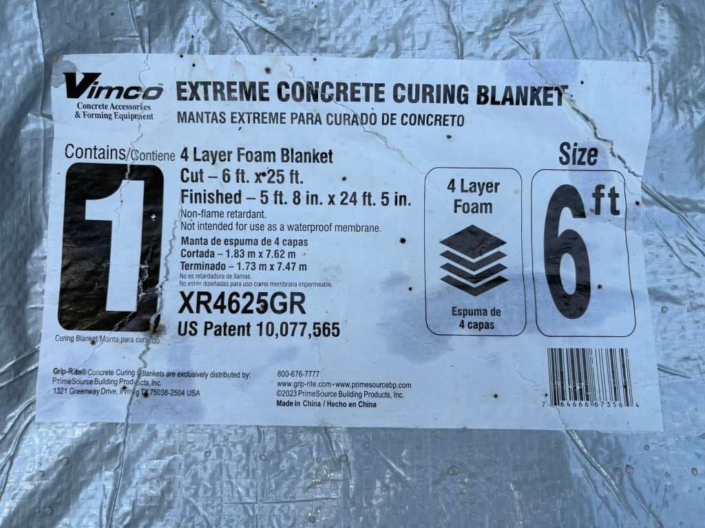 Vimco 6 ft. x 25 ft. Concrete Curing Blankets (R-Value 3.8) 105 units Used 2
