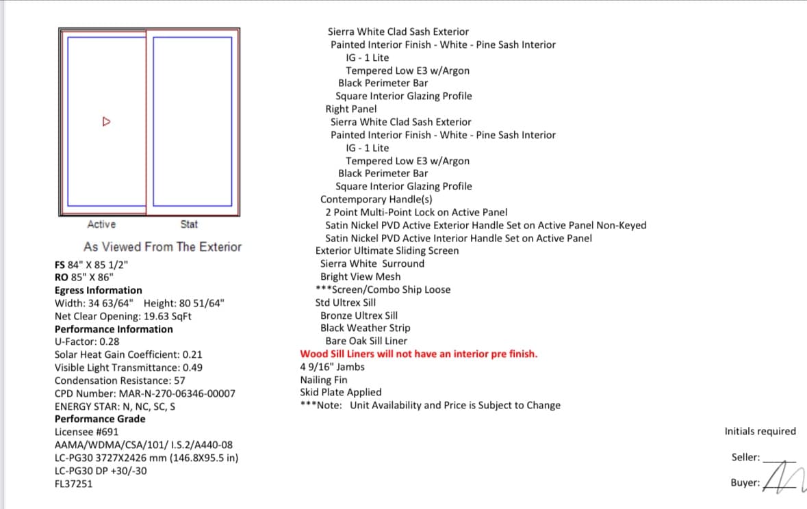 Brand New in package Marvin Ultimate Sliding Doors G2 (Sierra White Clad Sash Exterior and Interior)